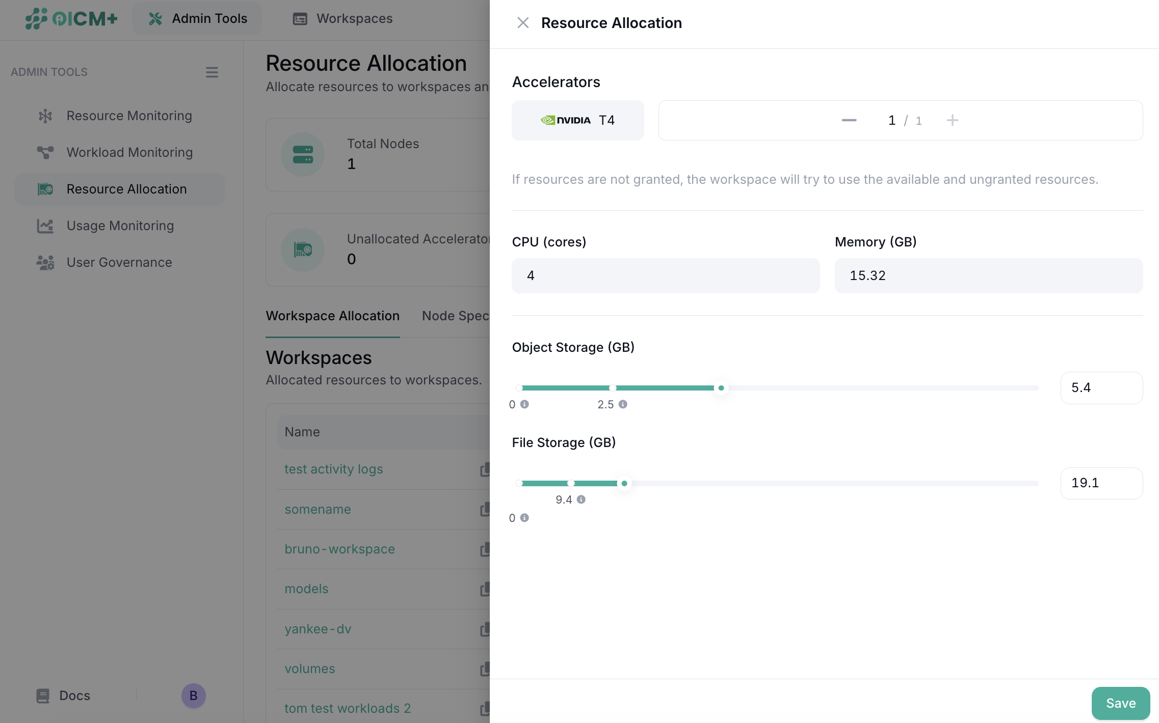 Workspace Allocation Popup