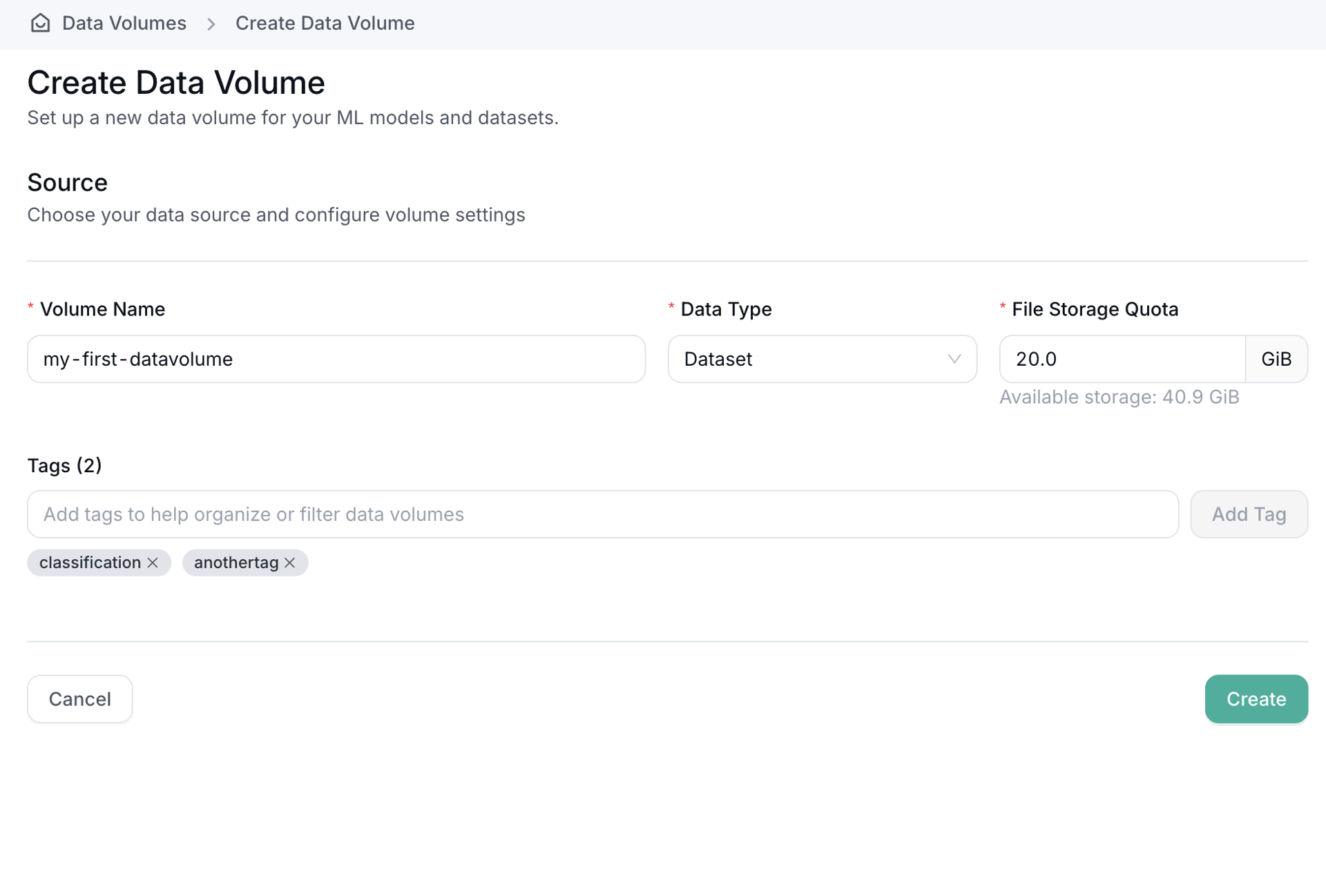 Datavolumes Creation