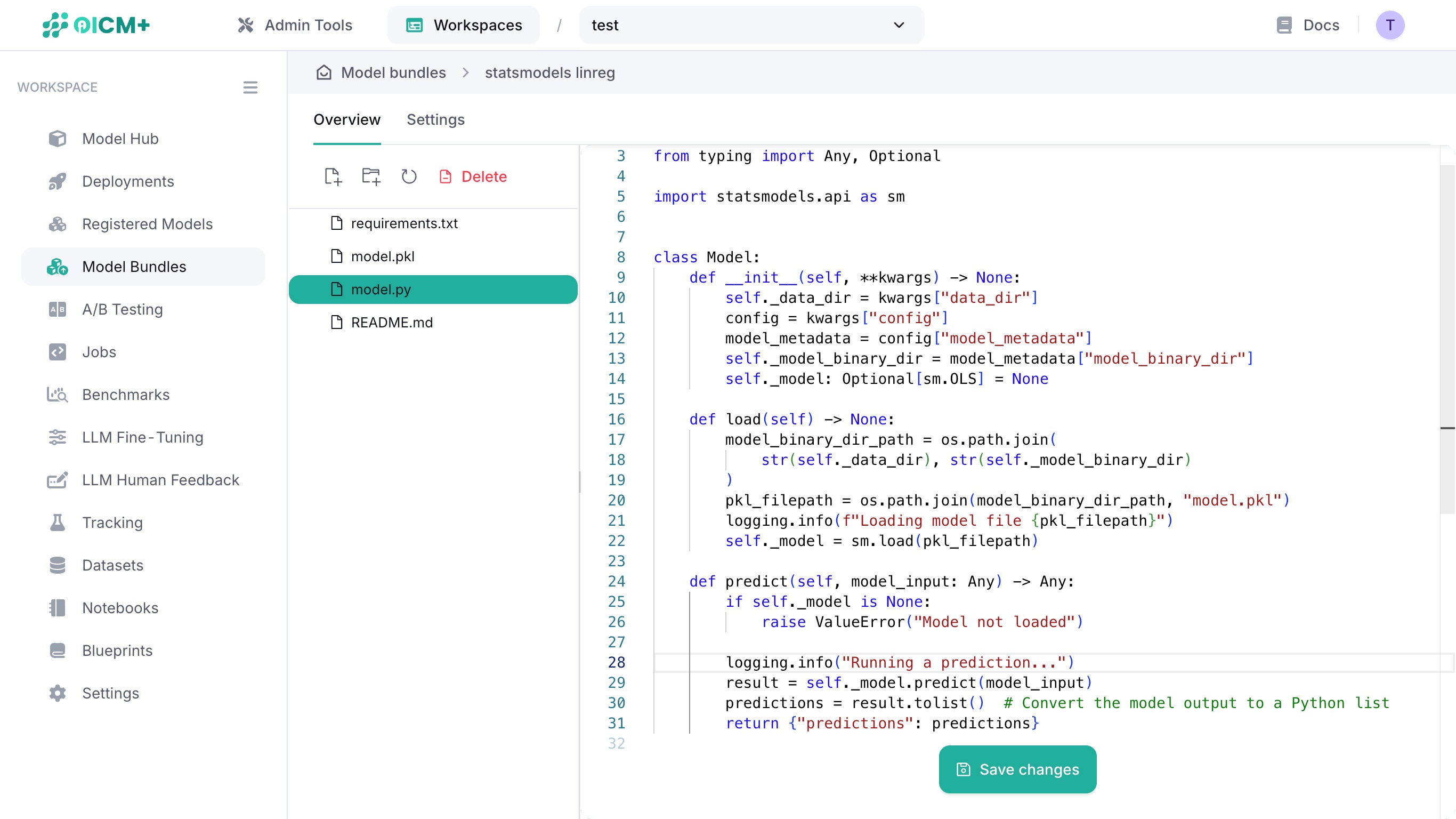 Model Bundles file view after editing