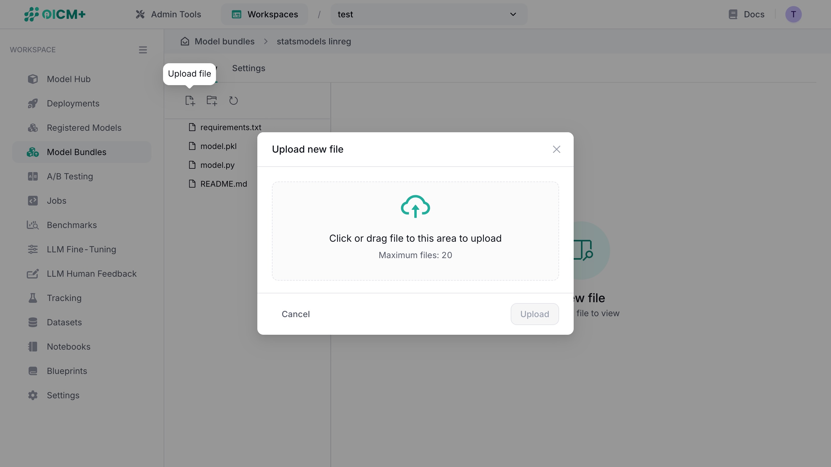 Model Bundles file upload