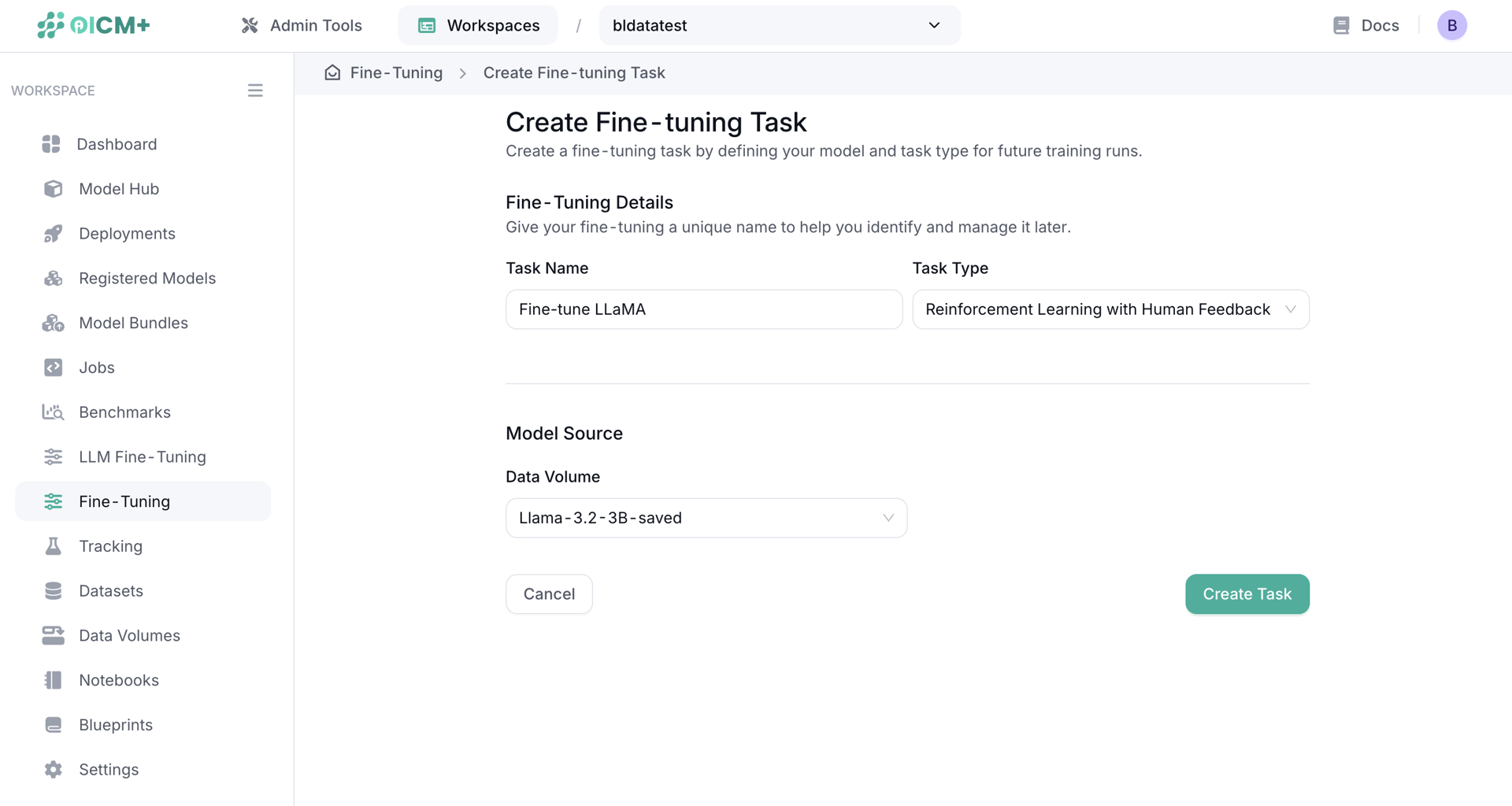 Datavolumes Finetunning