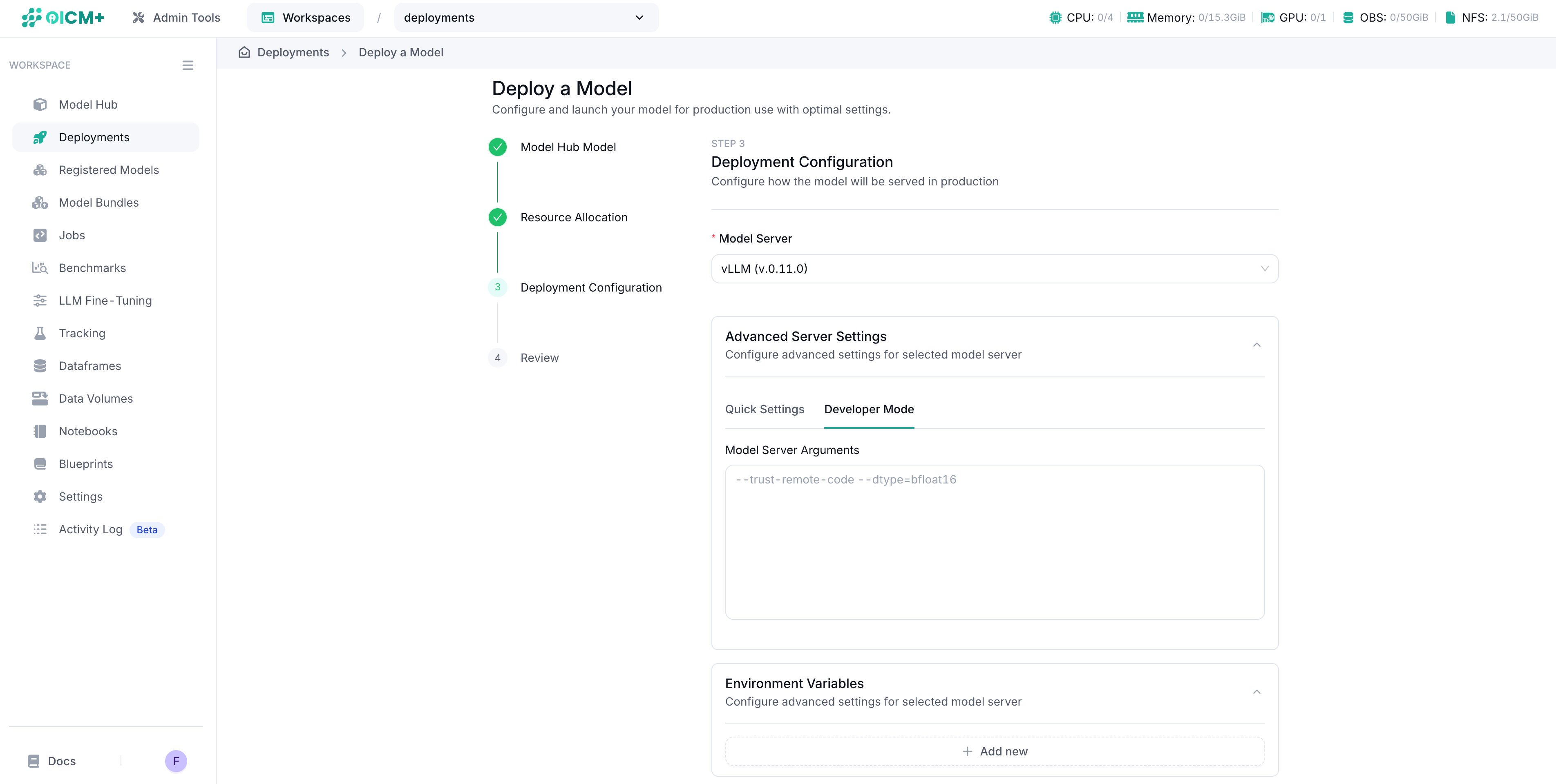 Deployment Configuration