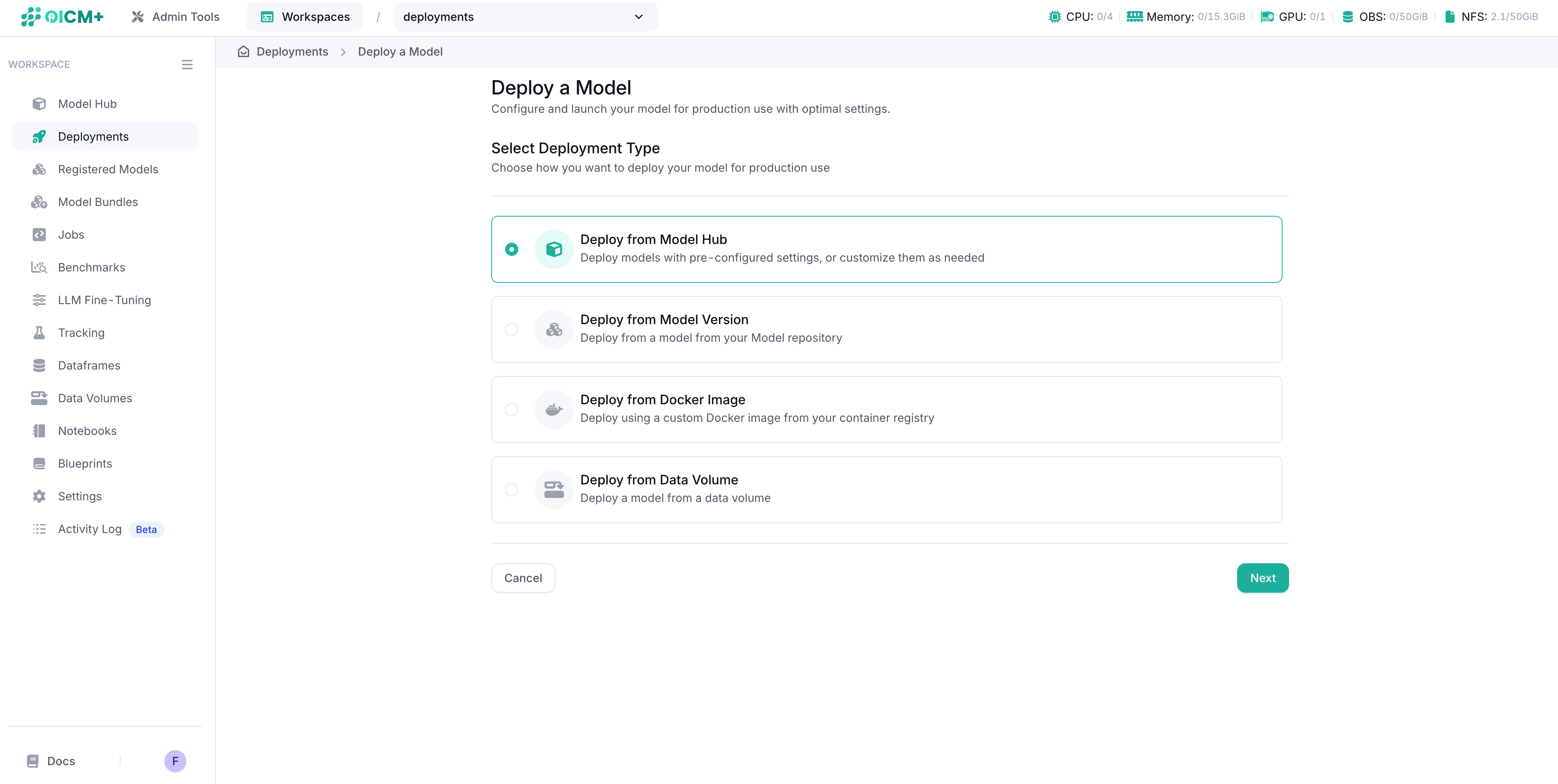 Deployment Source Selection