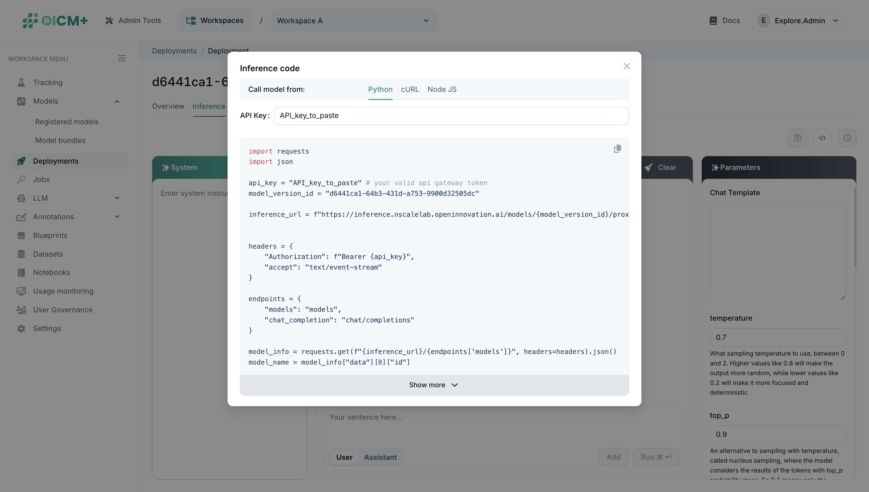 Inference Code Snippet