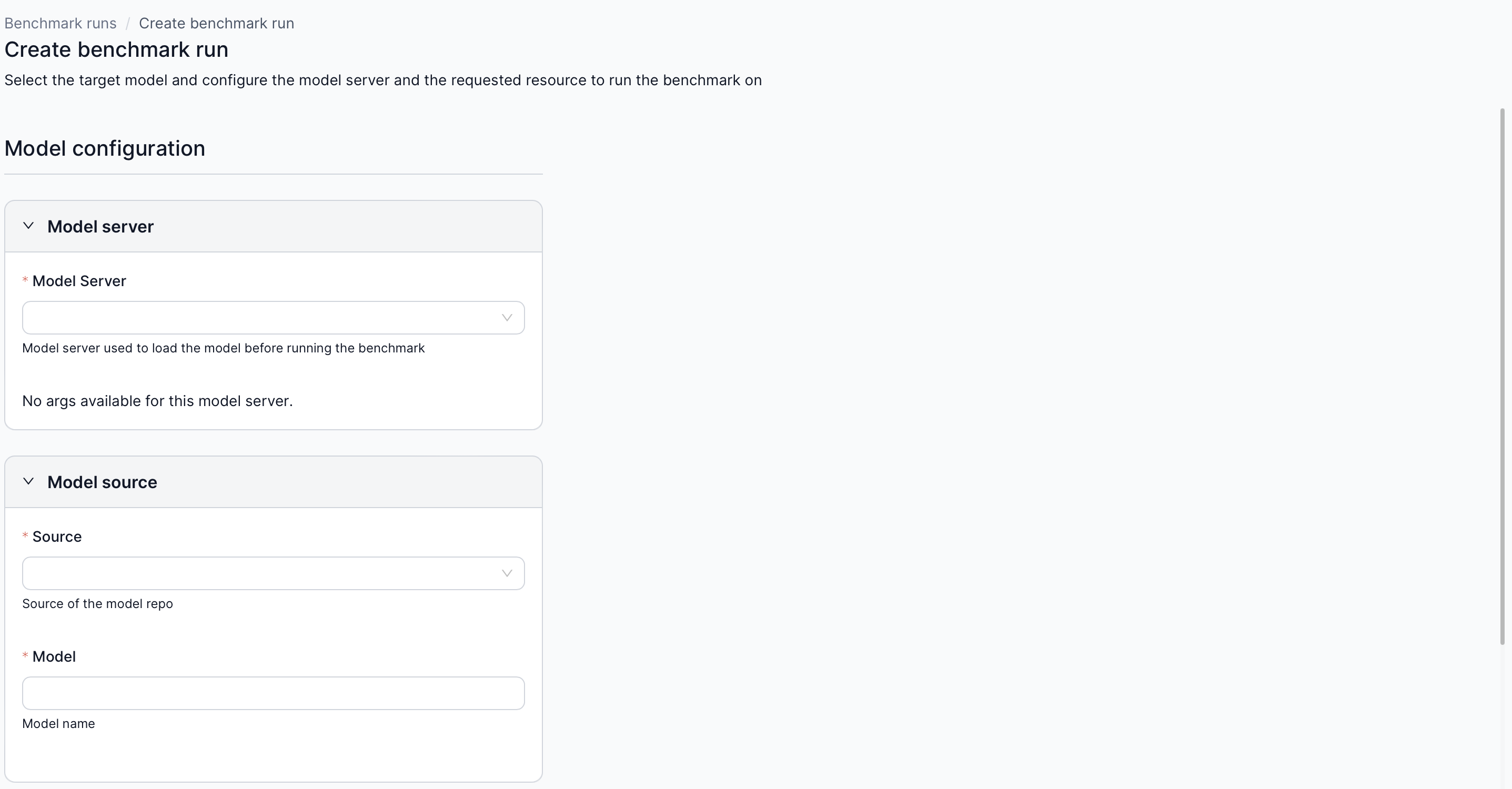 Create Benchmark Run