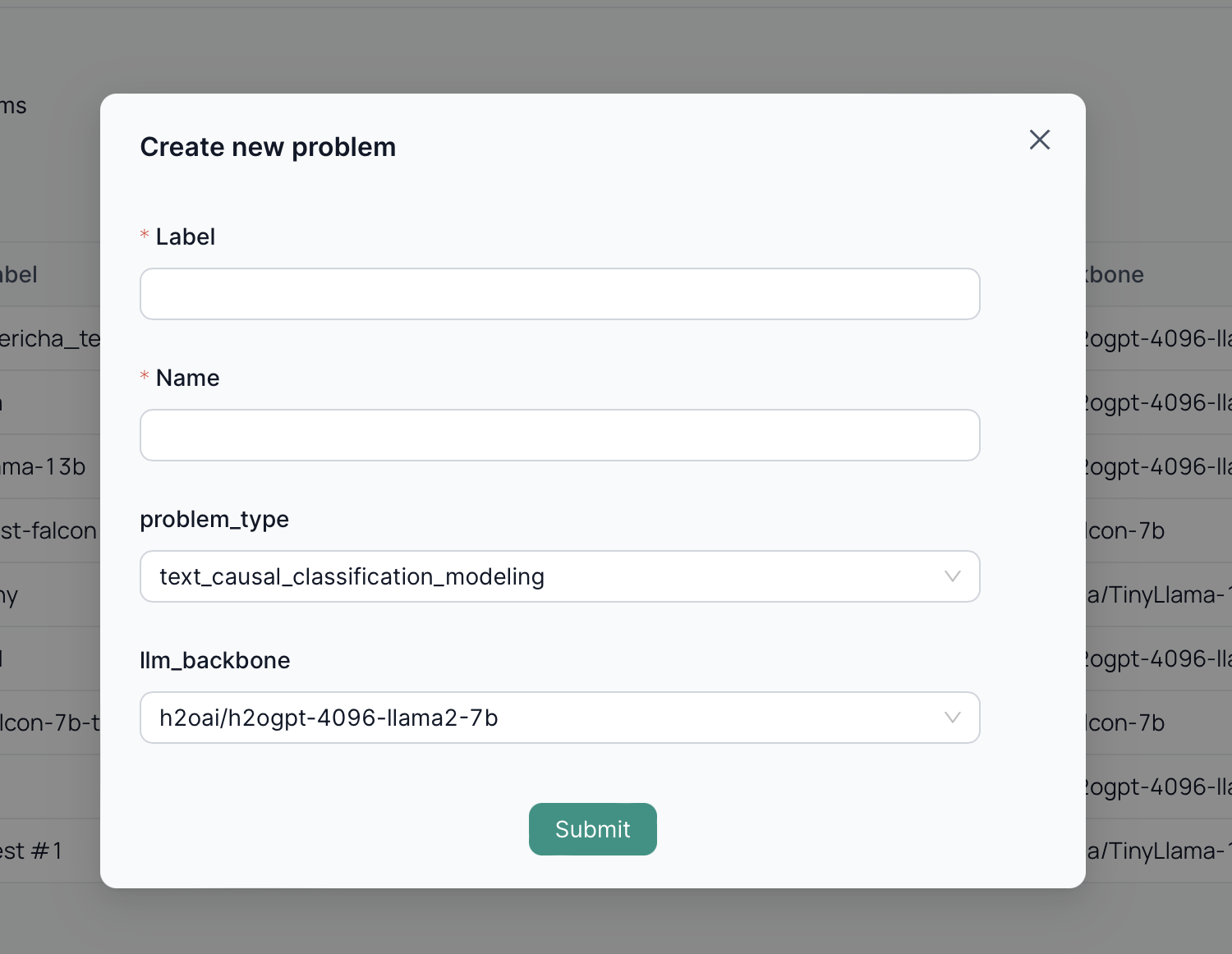 Create New Fine-Tuning Problem