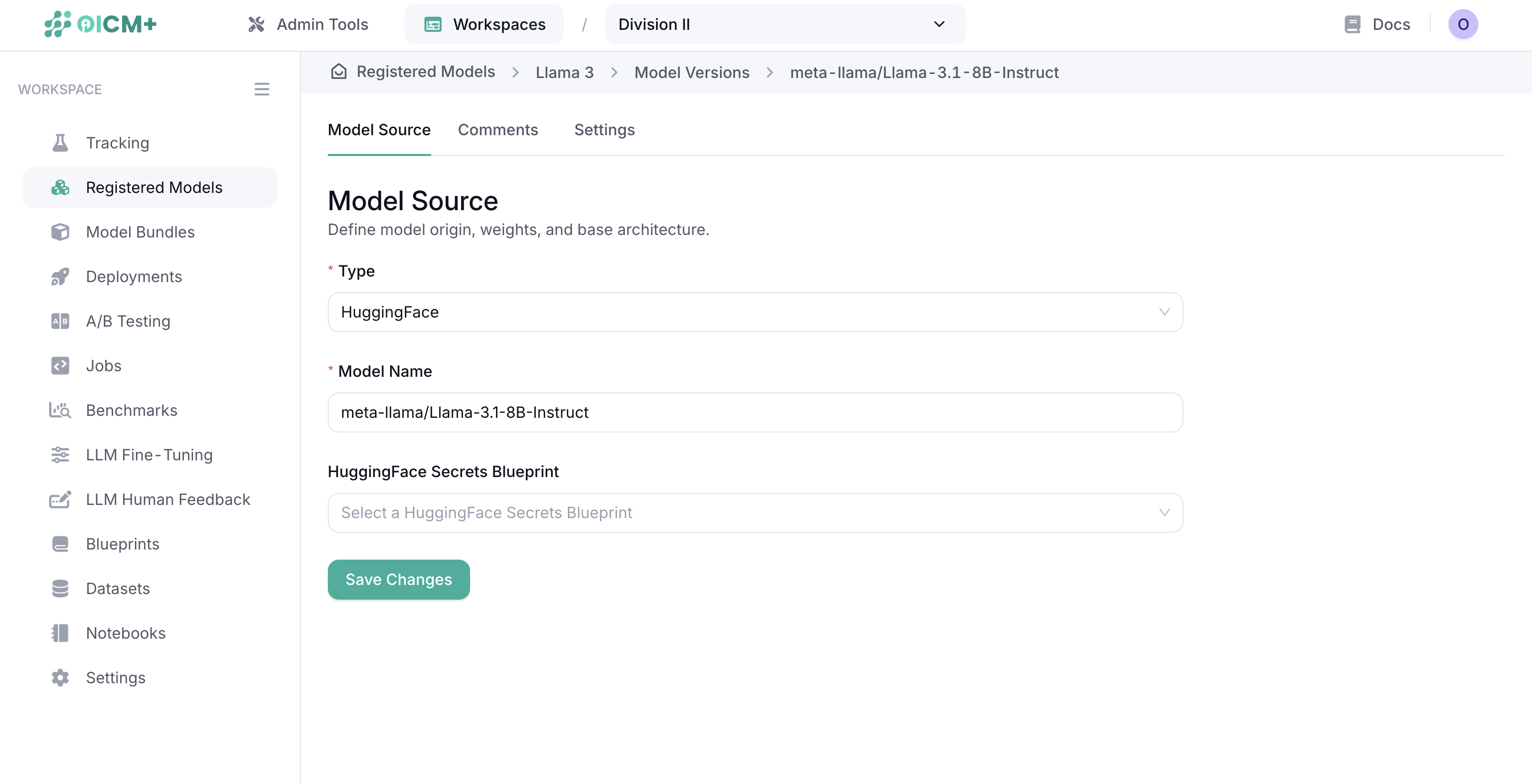 Model Source Selection