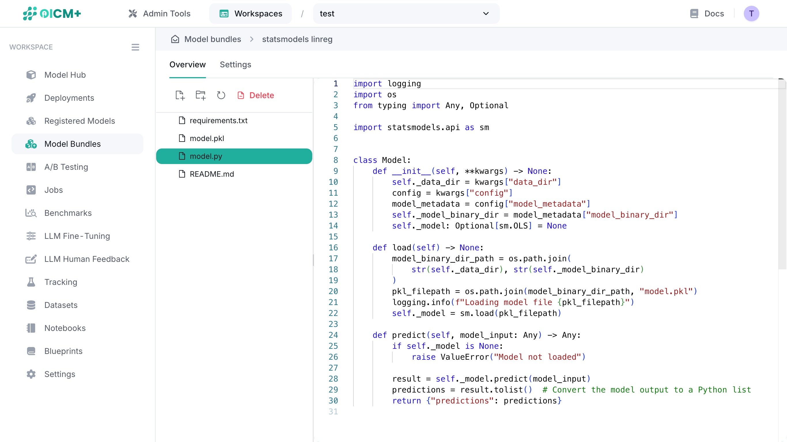 Model Bundles file view
