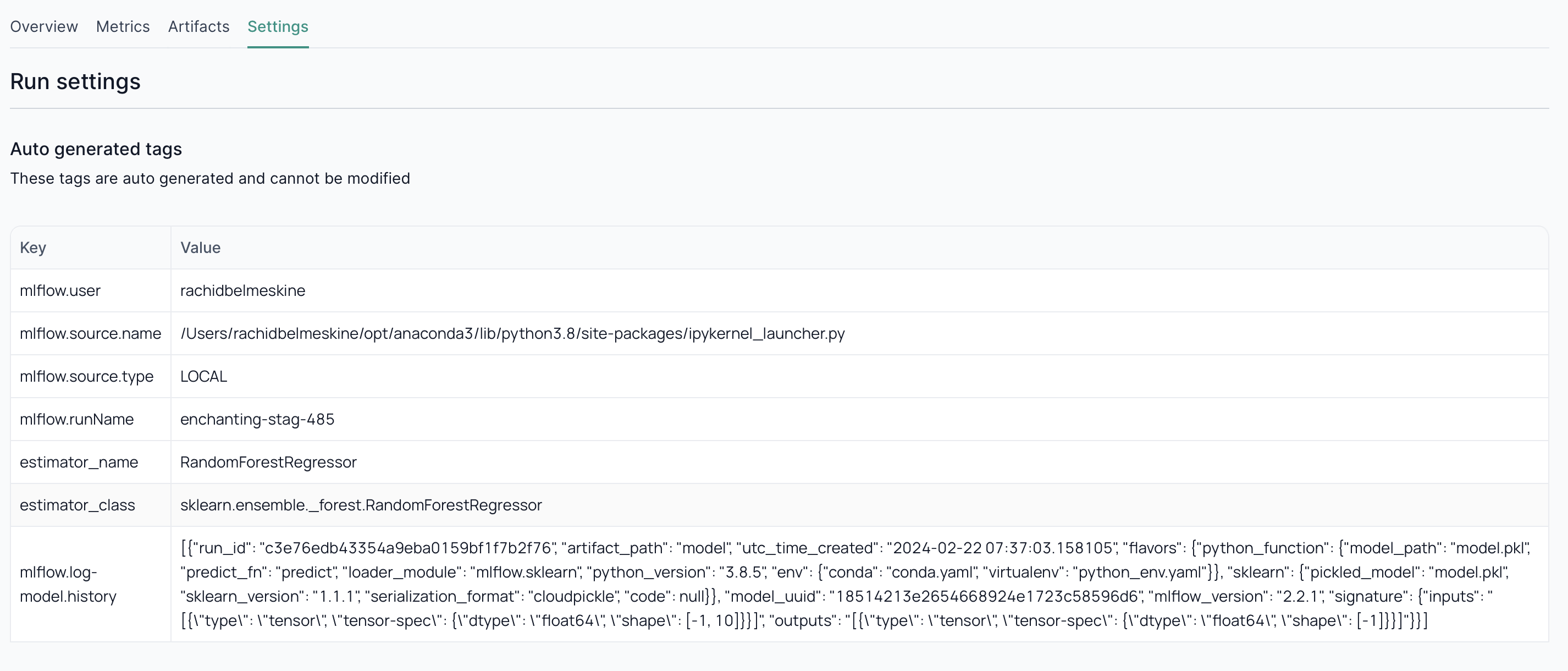 Run Settings - Auto Tags