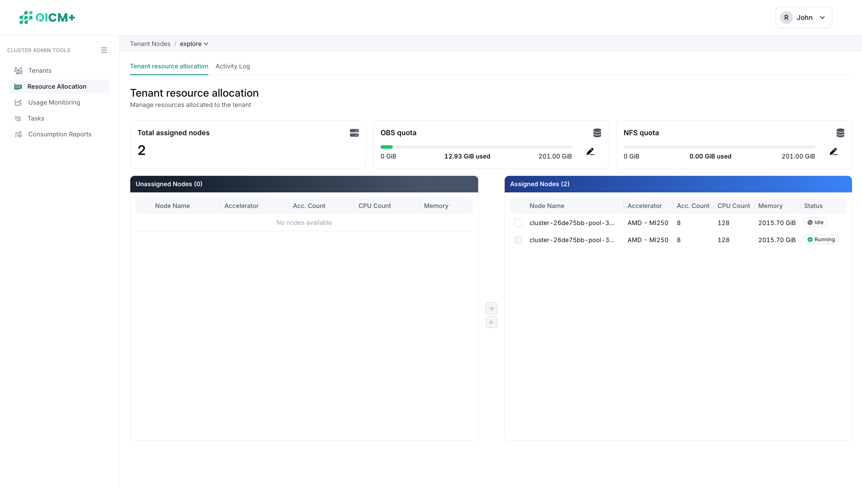 Tenant Node Management UI