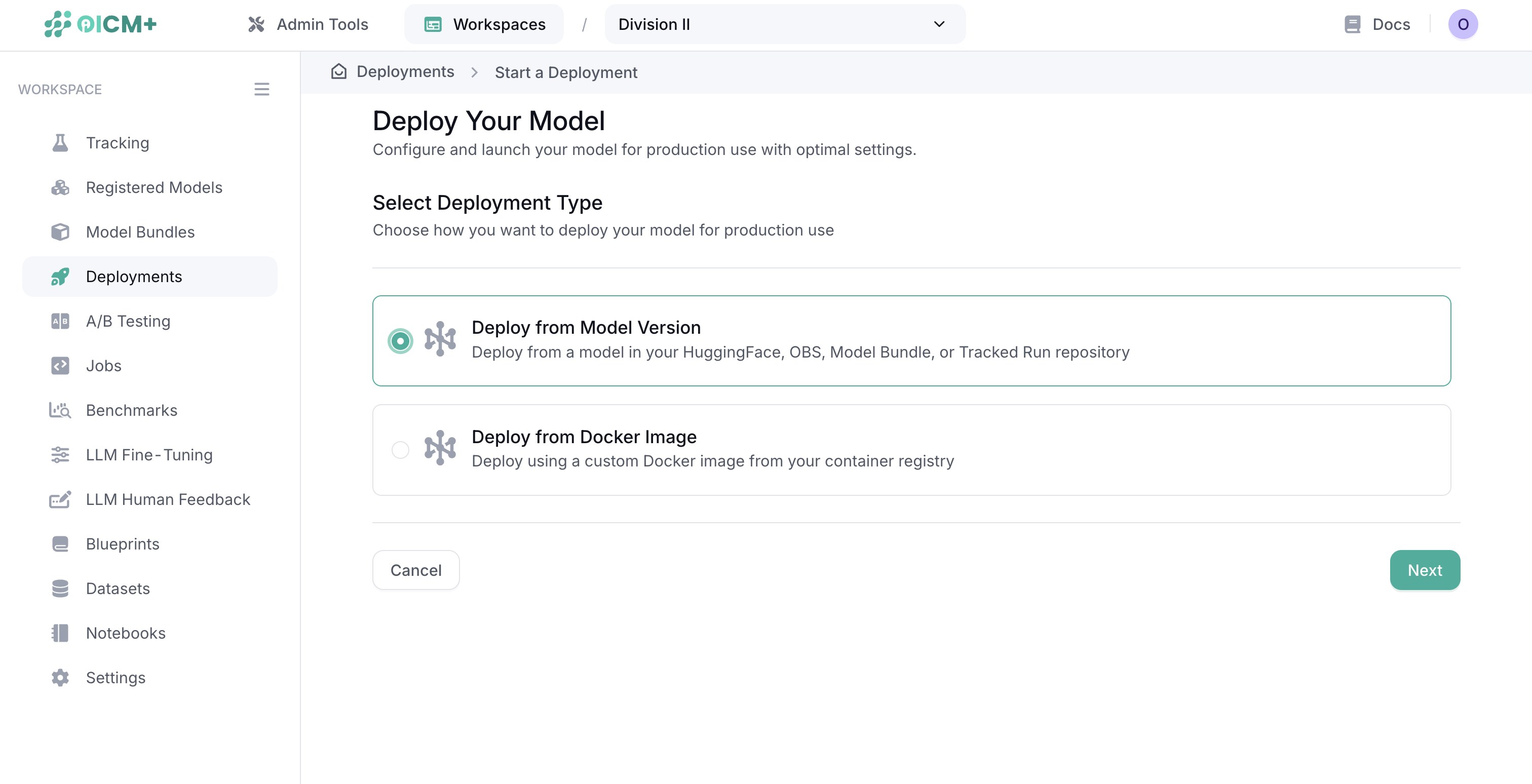 Deployment Source Selection