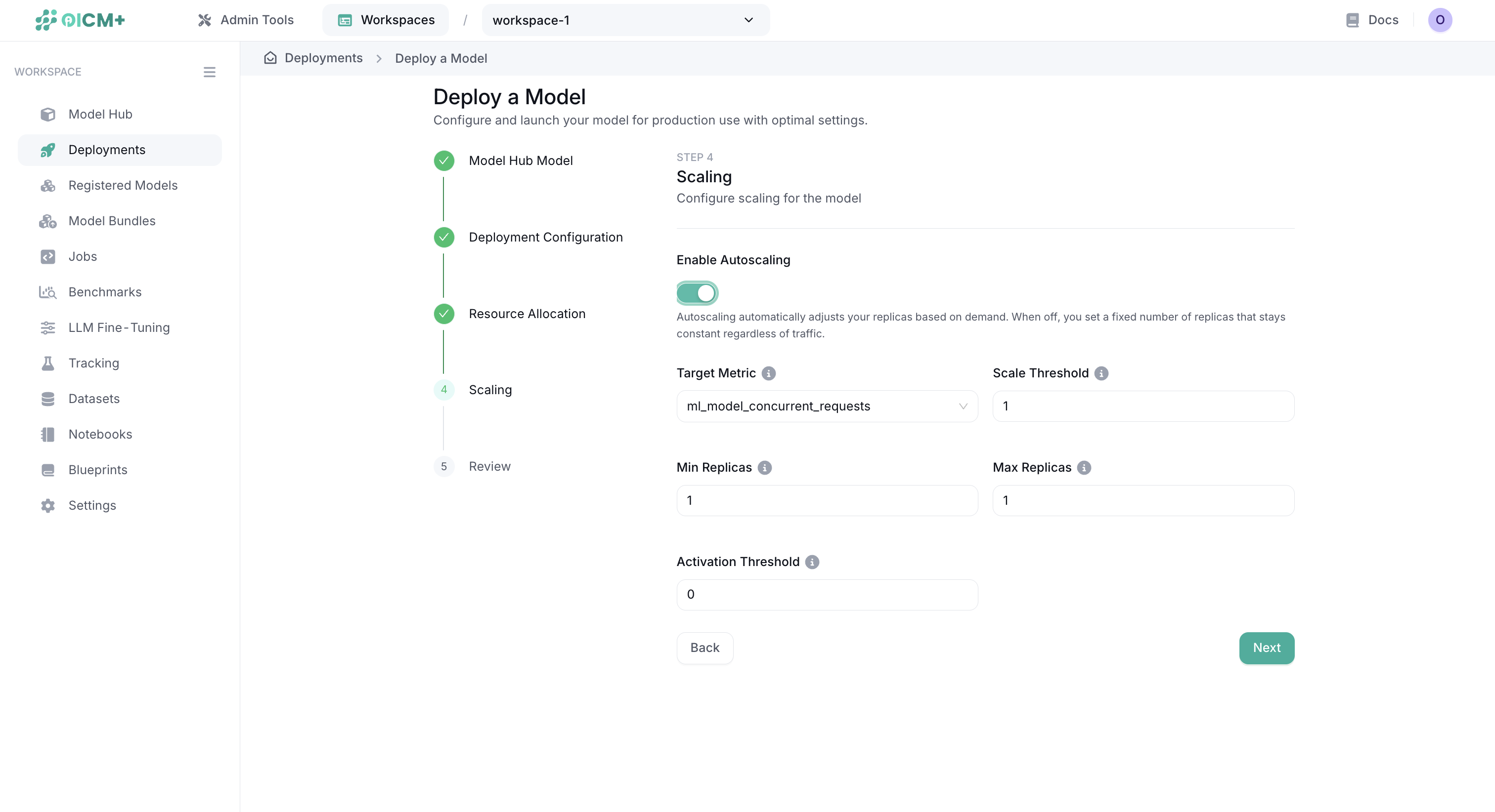 Scaling configuration