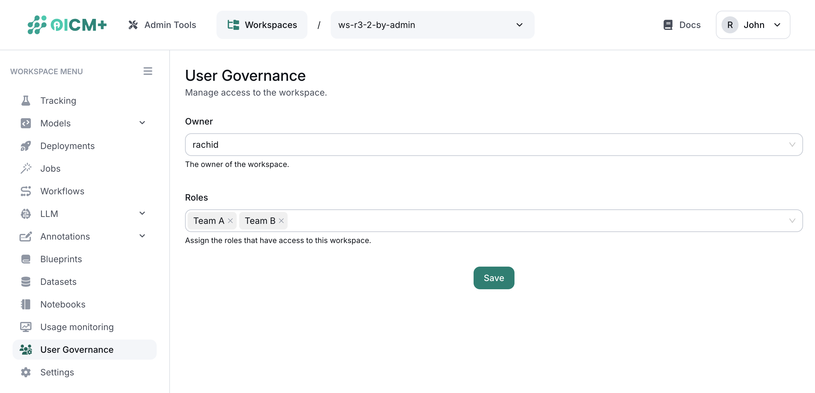 Workspace Access Page