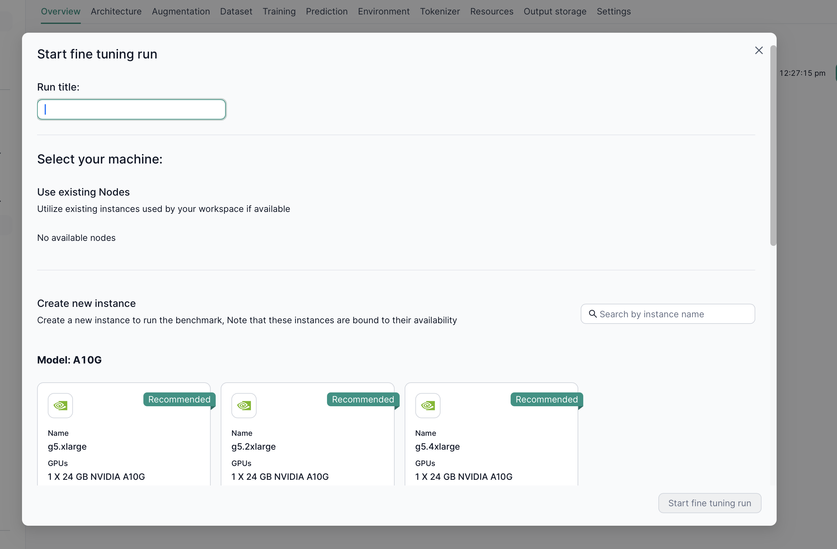 Fine-Tuning Start New Run