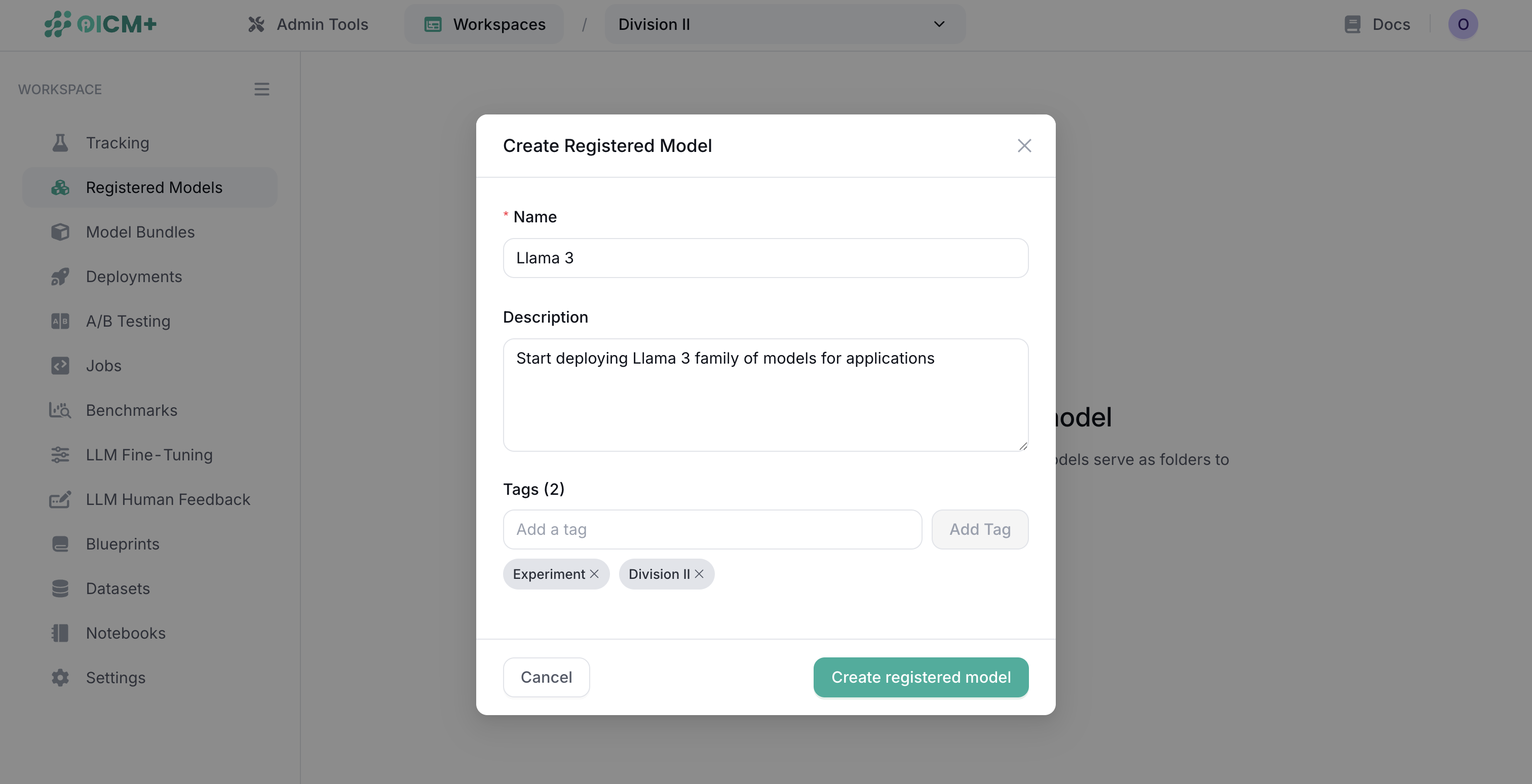 Create New Model Form