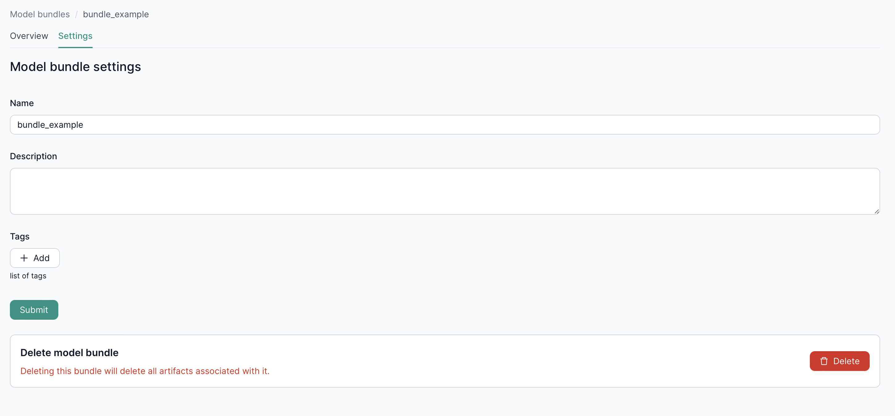 Model Bundles Settings