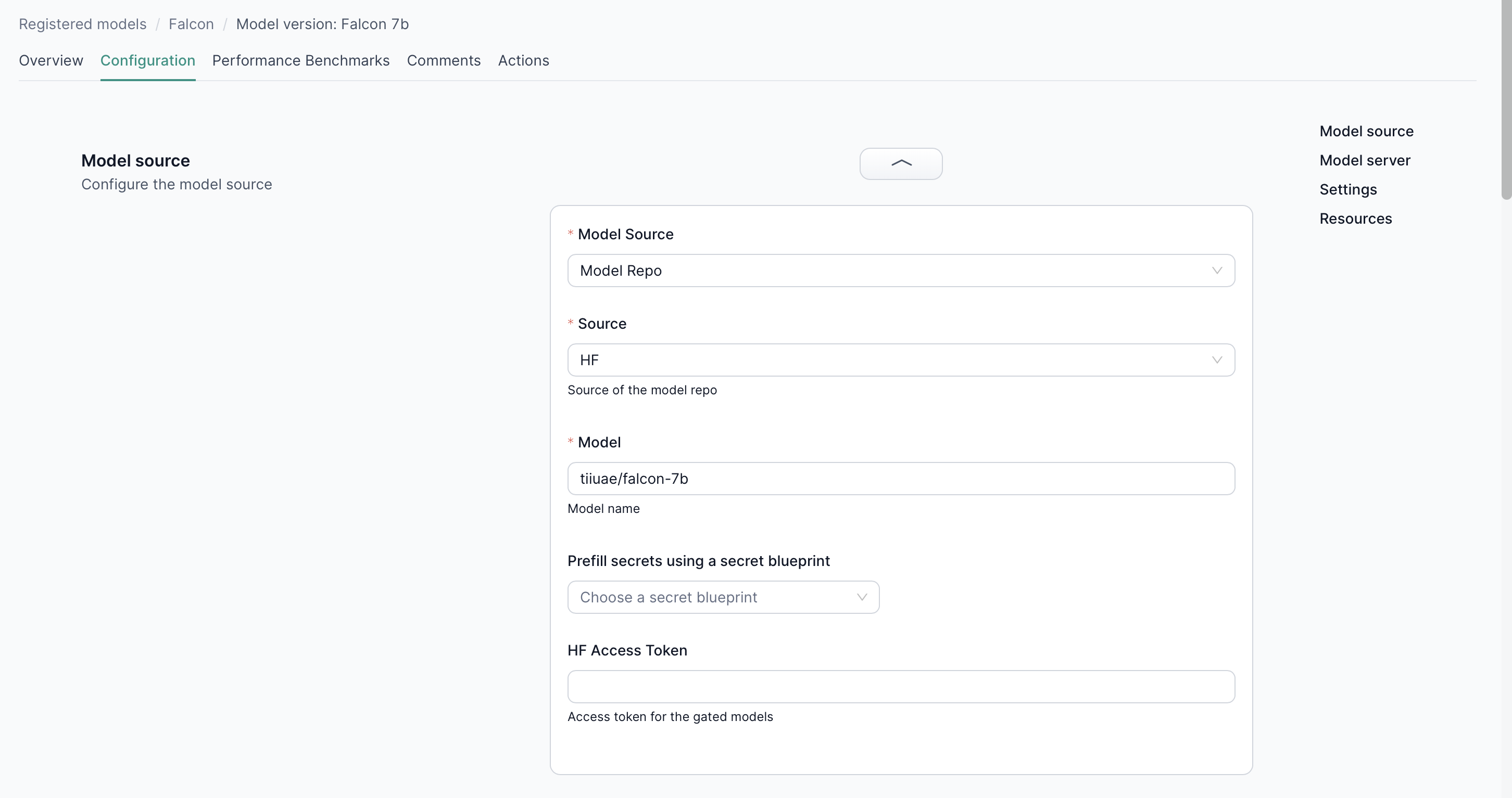 Model Version Configuration