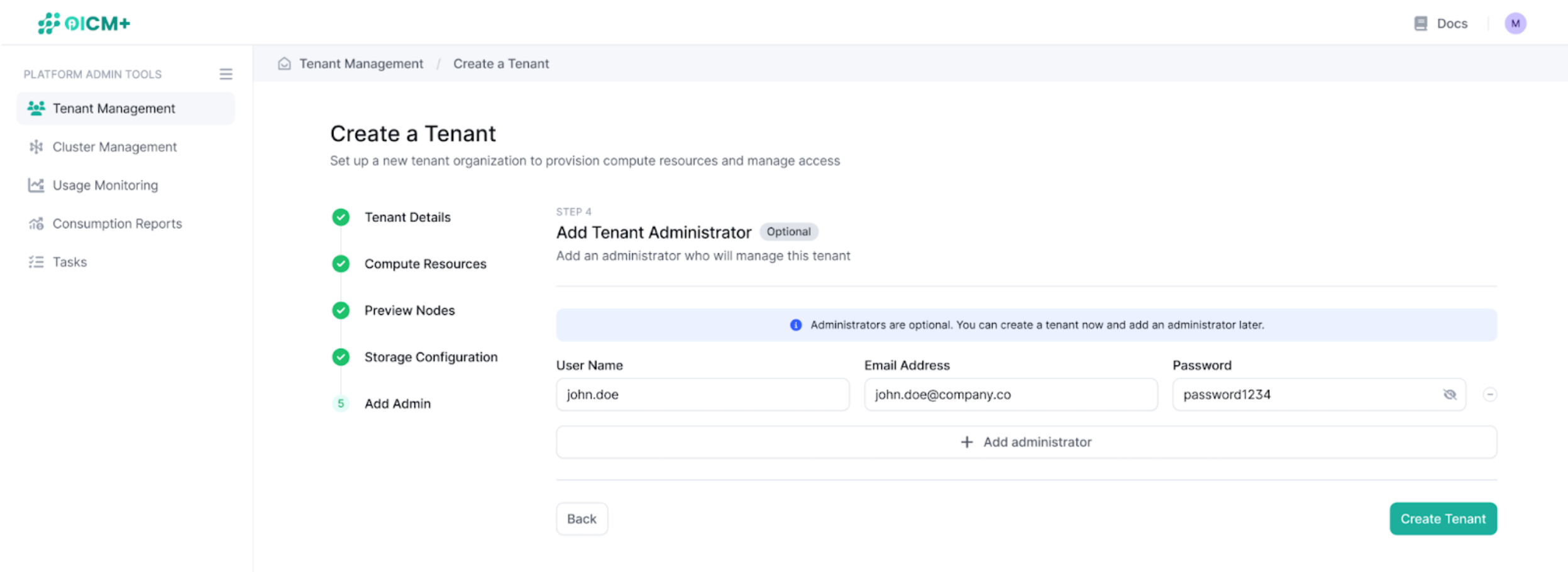 Add Tenant Administrator